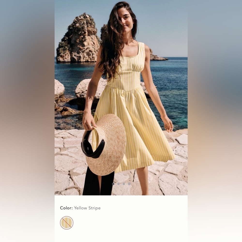 NWT new 6 Anthropologie maeve sleeveless square neck romper dress yellow stripe